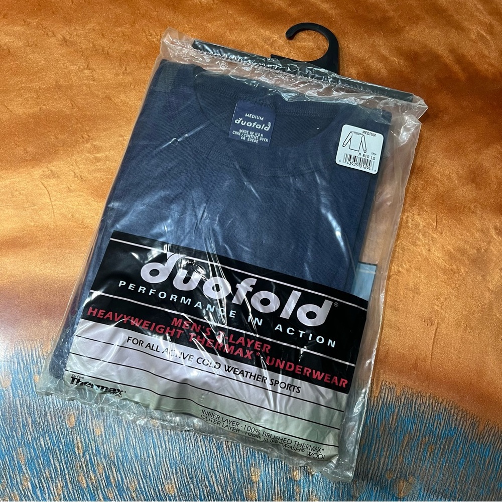 NOS VTG duofold thermax wool long sleeve base layer top blue medium